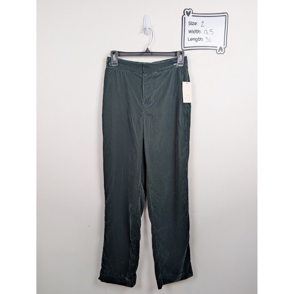 NEW A New Day High-Rise Straight Leg Velvet Trousers Green Size 2